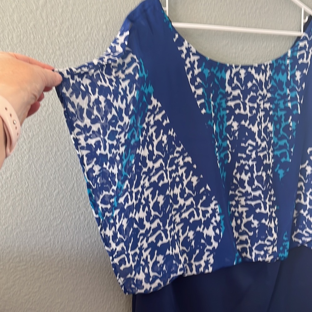 Lovely Sangria women size 18 W blue dress with sheer blue overlay split … - Picture 3 of 8
